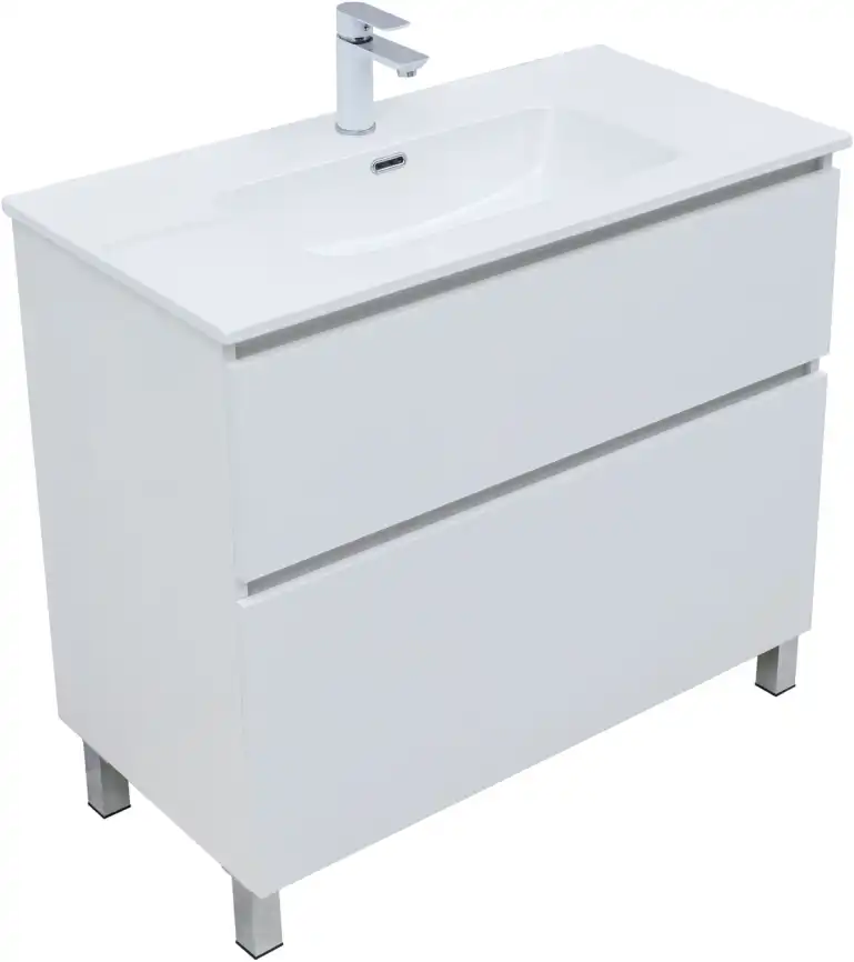 Тумба под раковину Aquanet Вега 90 напольная, белый глянец, 344124 фото 10