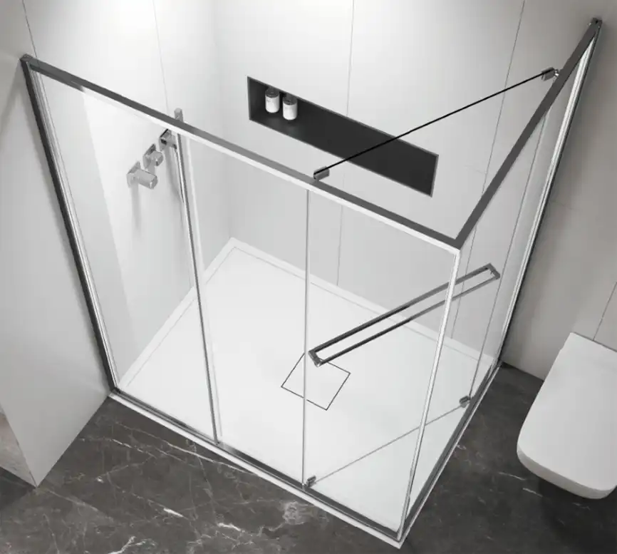 Душевой уголок Azario 100х100 AZ-L47-100-MB-CL, профиль черный матовый, стекло Прозрачное фото 3