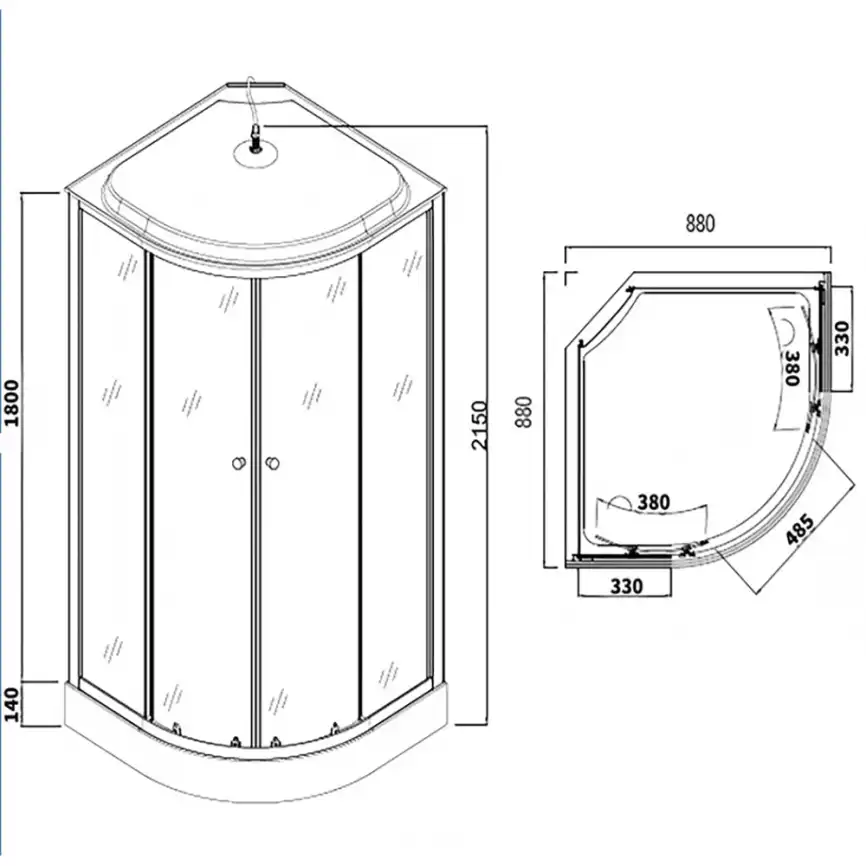 Душевая кабина Loranto 90х90, низкий поддон, Матовое стекло, CS-981TM/W-90 фото 3