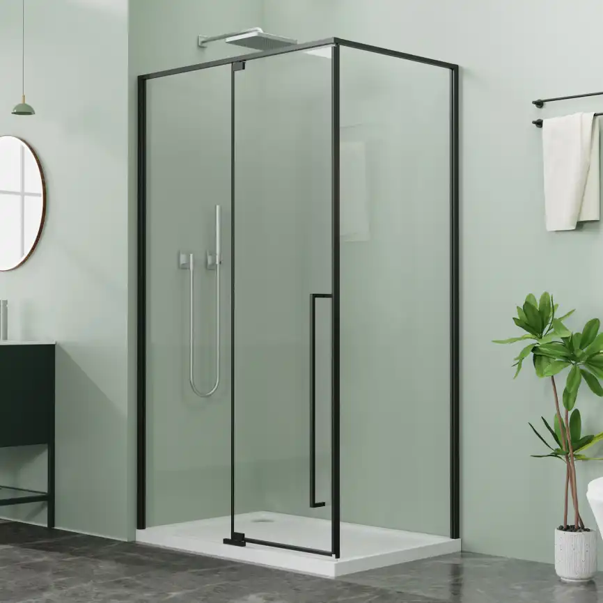 Душевой уголок Azario MALE SQR 90х90 AZ-J50-90-MB-CL, профиль черный матовый, стекло Прозрачное фото 1