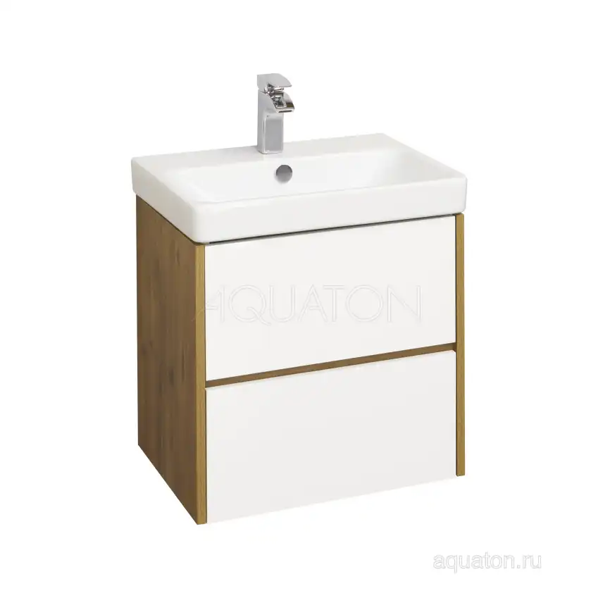 Тумба под раковину Aquaton Сканди 55 1A251701SDZ90 подвесная цвет, белый / дуб рустикальный фото 1