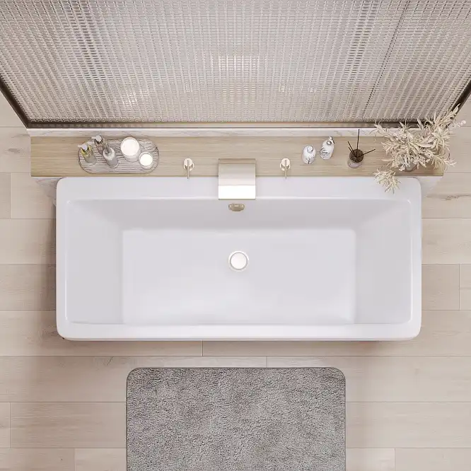 Ванна из литьевого мрамора  Aqua de Marco CRETE 179х79 с бронзовым полотенцедержателем Белая 1180WBKRI фото 5