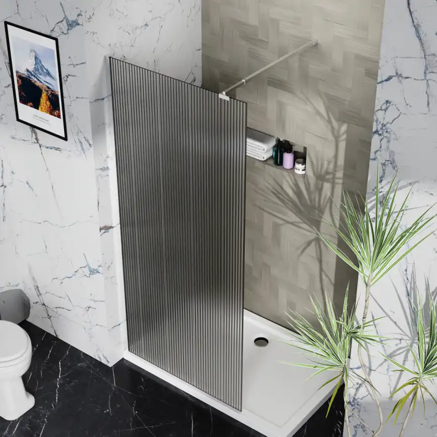 Душевая перегородка Azario Walk-in 110 AZ-251-110-BGL-CRF стекло 8 мм рифленое, профиль Золото матовое фото 7