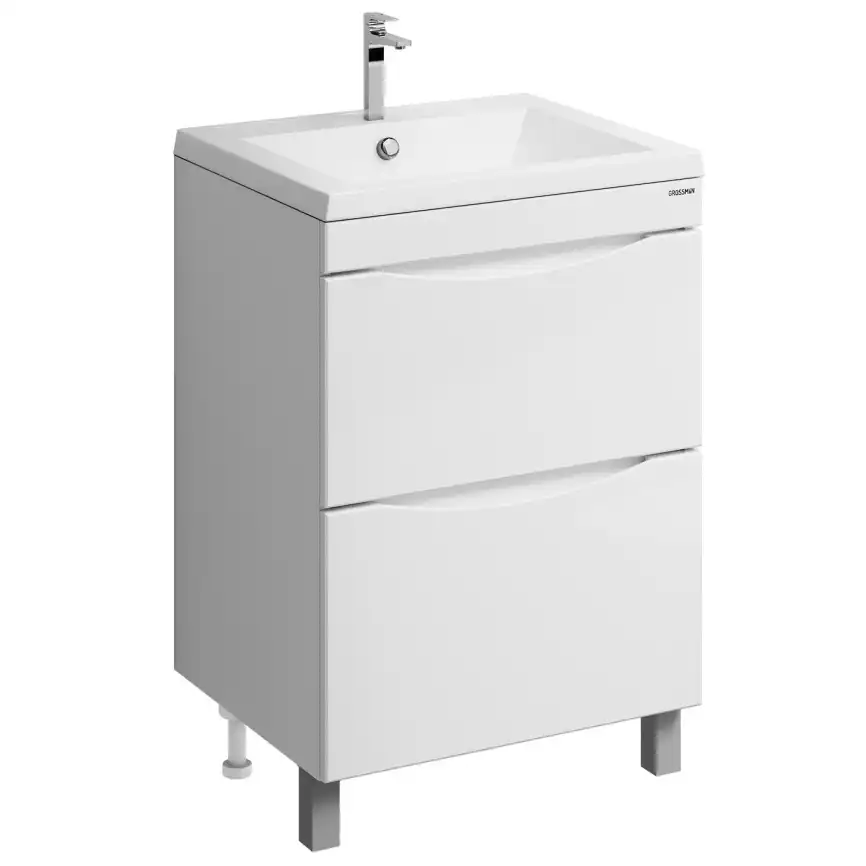 Тумба под раковину Grossman Виста 58 напольная, белая глянцевая (105864) фото 1