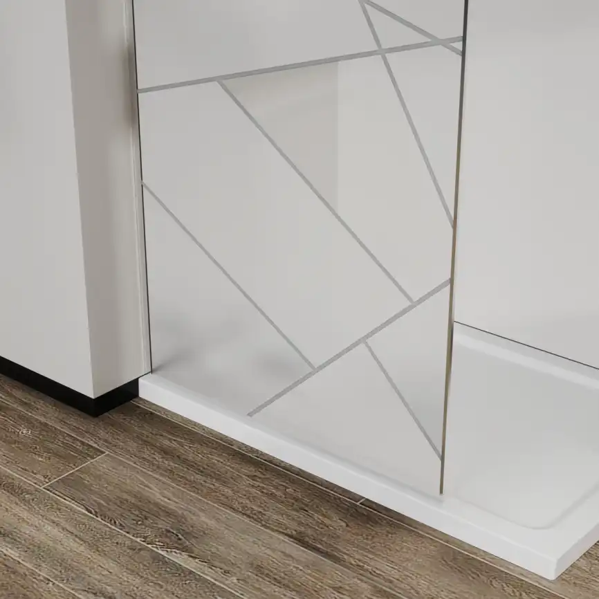 Душевая перегородка Azario Walk-in 120 AZ-271-120-BGL-CGP прозрачное стекло 8 мм с графическим принтом, профиль Золото матовое фото 3