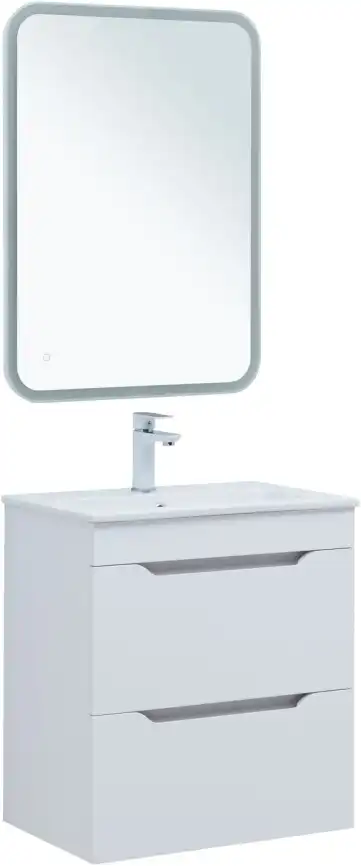 Тумба под раковину Aquanet Практика 60 белый матовый (2 ящика), 330457 фото 7