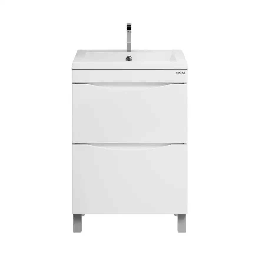 Тумба под раковину Grossman Виста 58 напольная, белая глянцевая (105864) фото 2