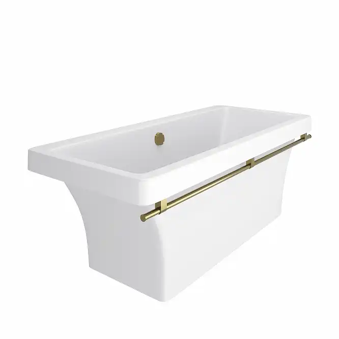 Ванна из литьевого мрамора  Aqua de Marco CRETE 179х79 с бронзовым полотенцедержателем Белая 1180WBKRI фото 7