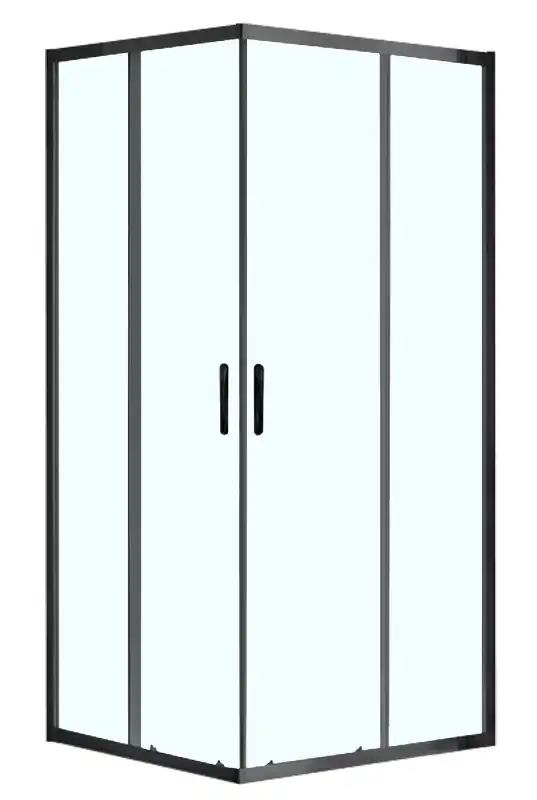 Душевой уголок Azario MILTON 100х100х200 AZ-ND1142 1000 Black профиль Черный, стекло Прозрачное фото 2