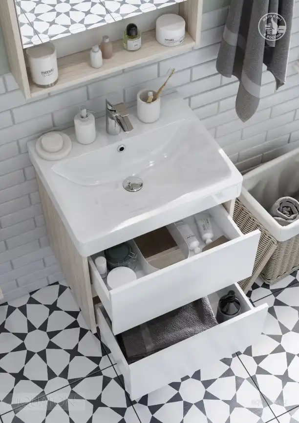 Тумба под раковину Aquaton Сканди 55 1A251701SDB20 подвесная цвет, белый / дуб верона фото 7