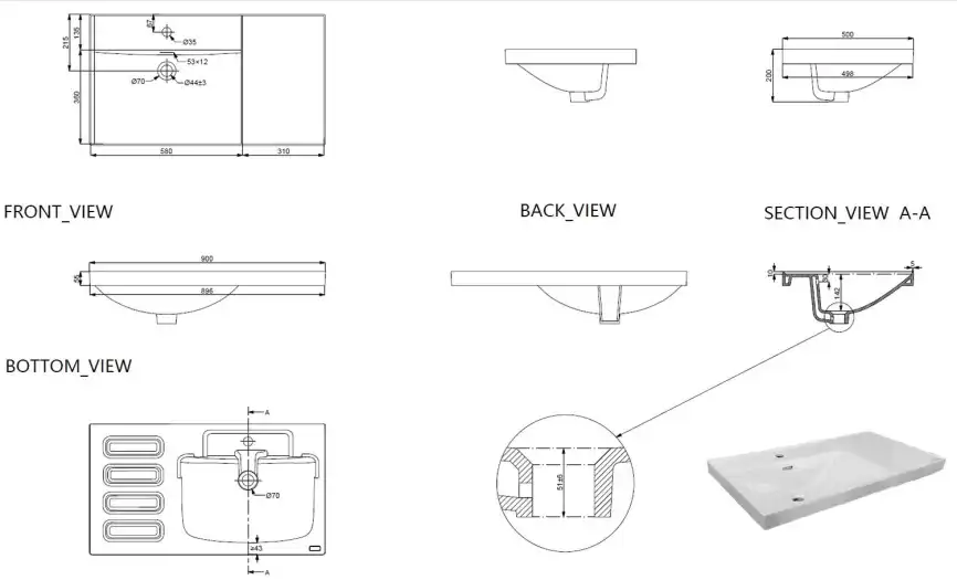 Раковина Aquanet Side 90 левая, белая, 347438 фото 2