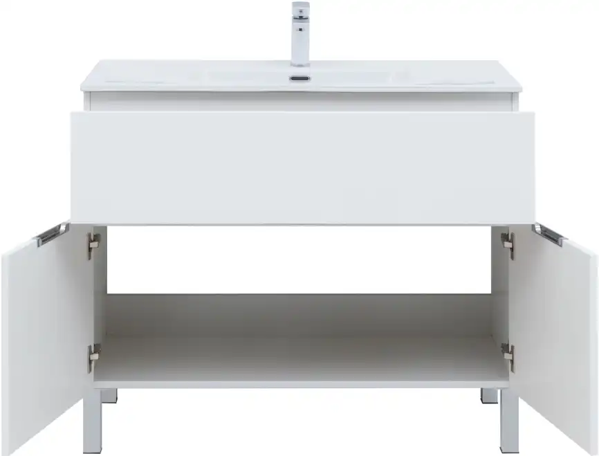 Тумба под раковину Aquanet Алвита New 100 1 ящик, 2 дверцы, белый матовый 277554 фото 8