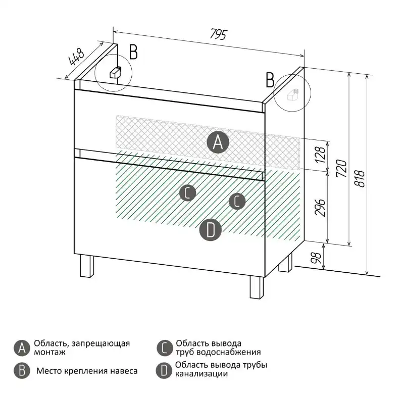 Тумба под раковину Grossman Меркадо 80 напольная, графит матовый (108075) фото 9