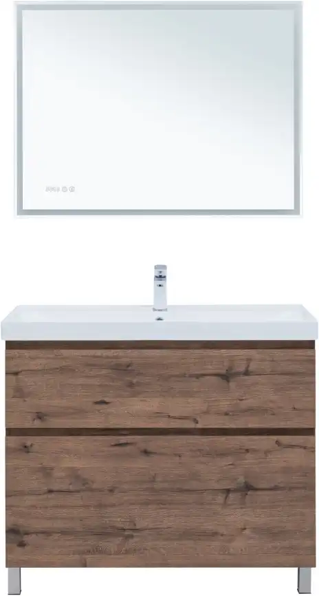 Тумба под раковину Aquanet Алвита New 100 напольная, дуб веллингтон табак, 344130 фото 12