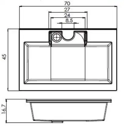 Раковина Aquanet Фортуна 70 182523 прямоугольная, Белая глянцевая фото 2