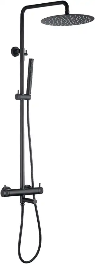 Душевая система Allen Brau Priority 5.31A10-31 для ванны с изливом, верхний и ручной душ, Черный матовый фото 1