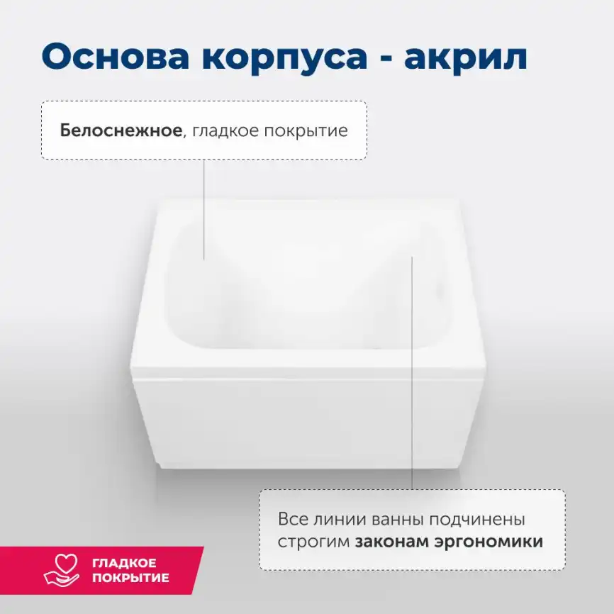 Акриловая ванна Aquanet Seed 100x70, 216658 фото 8