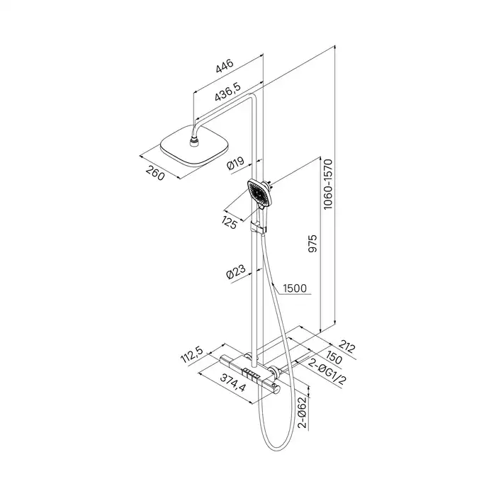 Душевая система для душа IDDIS SpaHome SPHBLTKi06 с термостатом цвет, Матовый черный фото 17