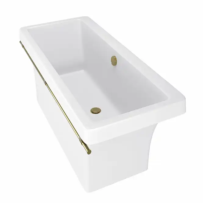 Ванна из литьевого мрамора  Aqua de Marco CRETE 179х79 с бронзовым полотенцедержателем Белая 1180WBKRI фото 8