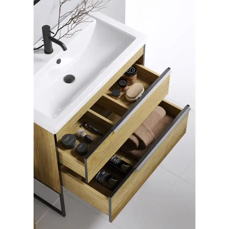 Тумба с раковиной подвесная Aqwella Fargo 70 см, FRG0107DB, цвет Дуб балтийский фото 6