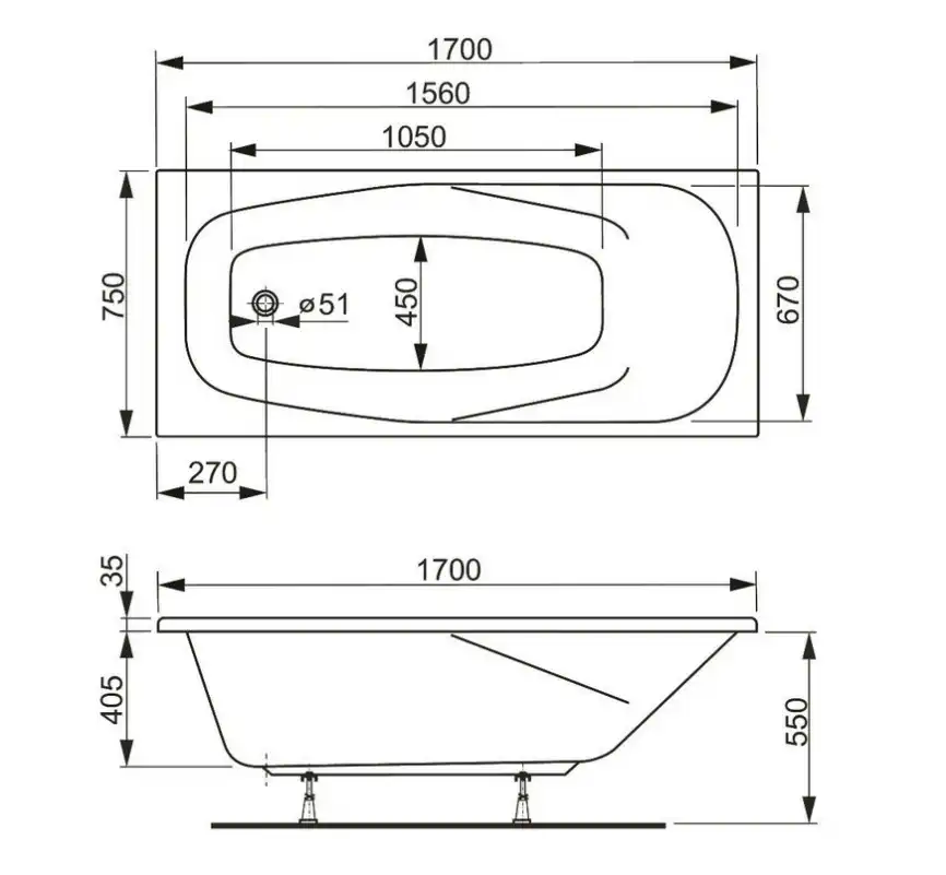 Акриловая ванна Vagnerplast ARONIA 170х75 VPBA170ARN2X-04 прямоугольная, Белая фото 3