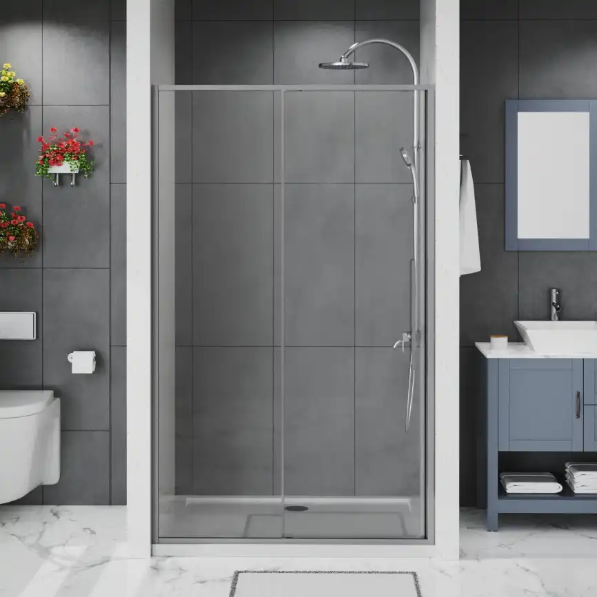 Душевая дверь Azario 100 AZ-Y43-100-MGR-CL, профиль графит матовый, стекло Прозрачное фото 1