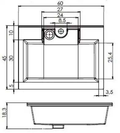 Раковина Aquanet Фортуна 60 181907 прямоугольная, Белая глянцевая фото 2