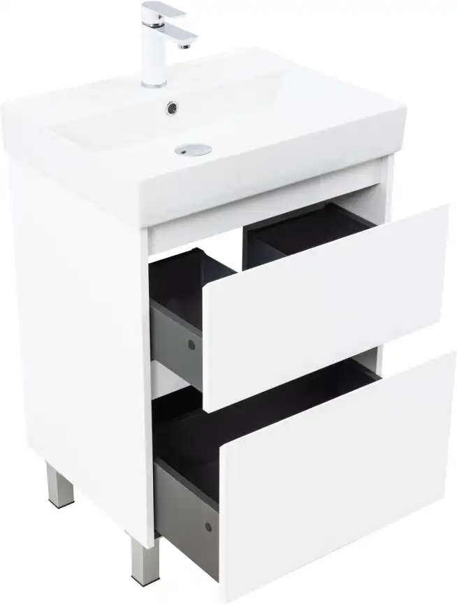 Тумба под раковину Aquanet Nova Lite 2.0 60 напольная, белый глянец, 346336 фото 4