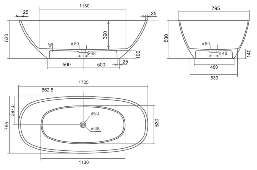 Ванна из литьевого мрамора  Aqua de Marco ANGELO 173х80 Белая 1175WANG фото 11