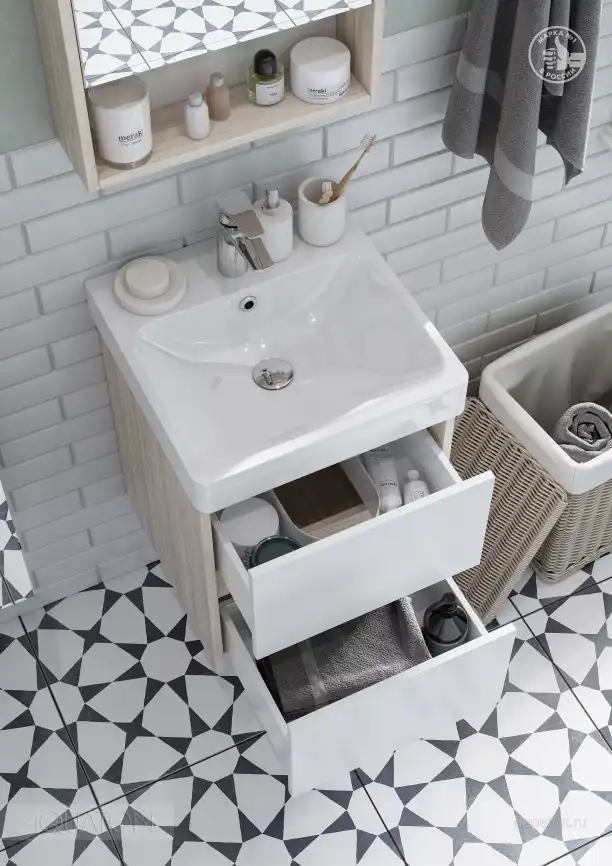 Тумба под раковину Aquaton Сканди 45 1A251601SDB20 подвесная цвет, белый / дуб верона фото 6