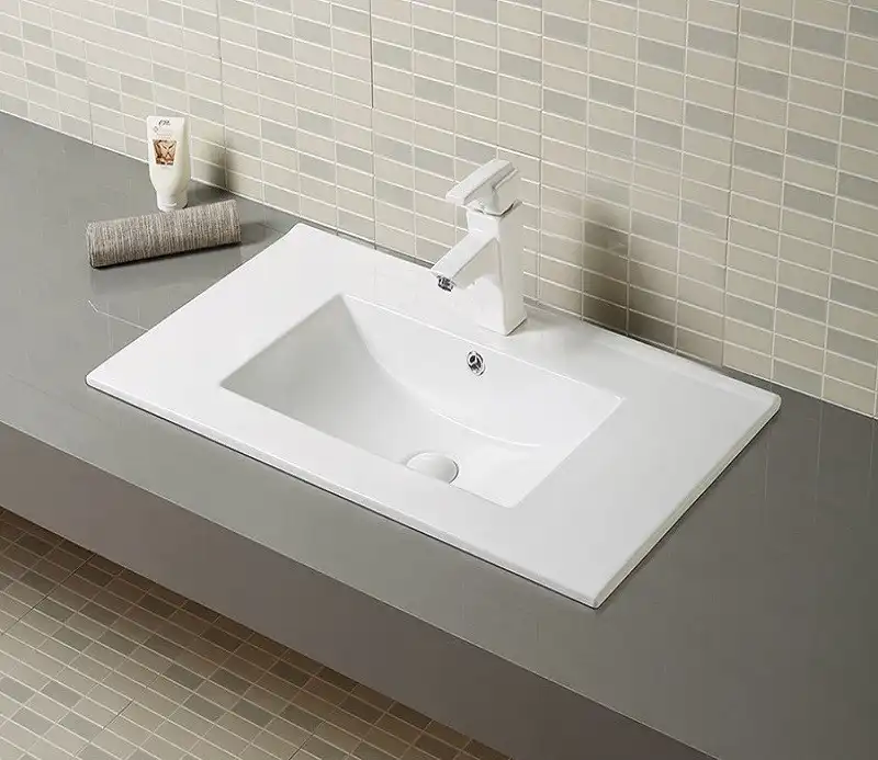 Умывальник CeramaLux 9075E 760х465х170 Полувстраиваемая цвет Белый фото 1