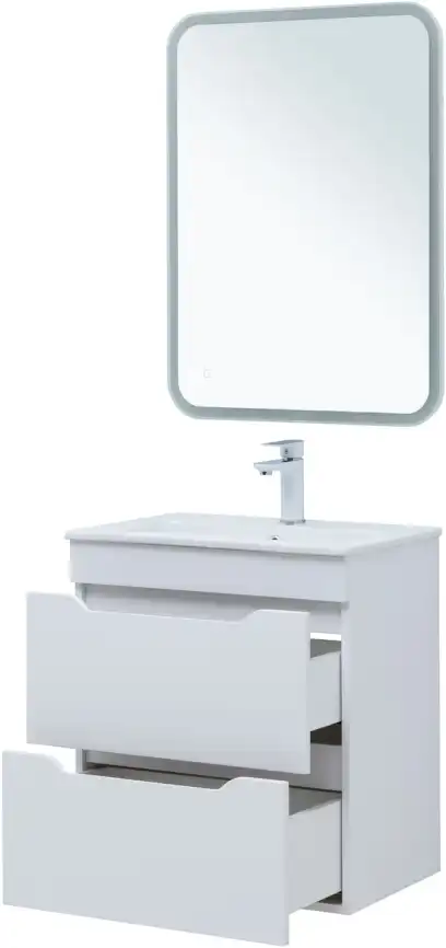 Тумба под раковину Aquanet Практика 60 белый матовый (2 ящика), 330457 фото 10