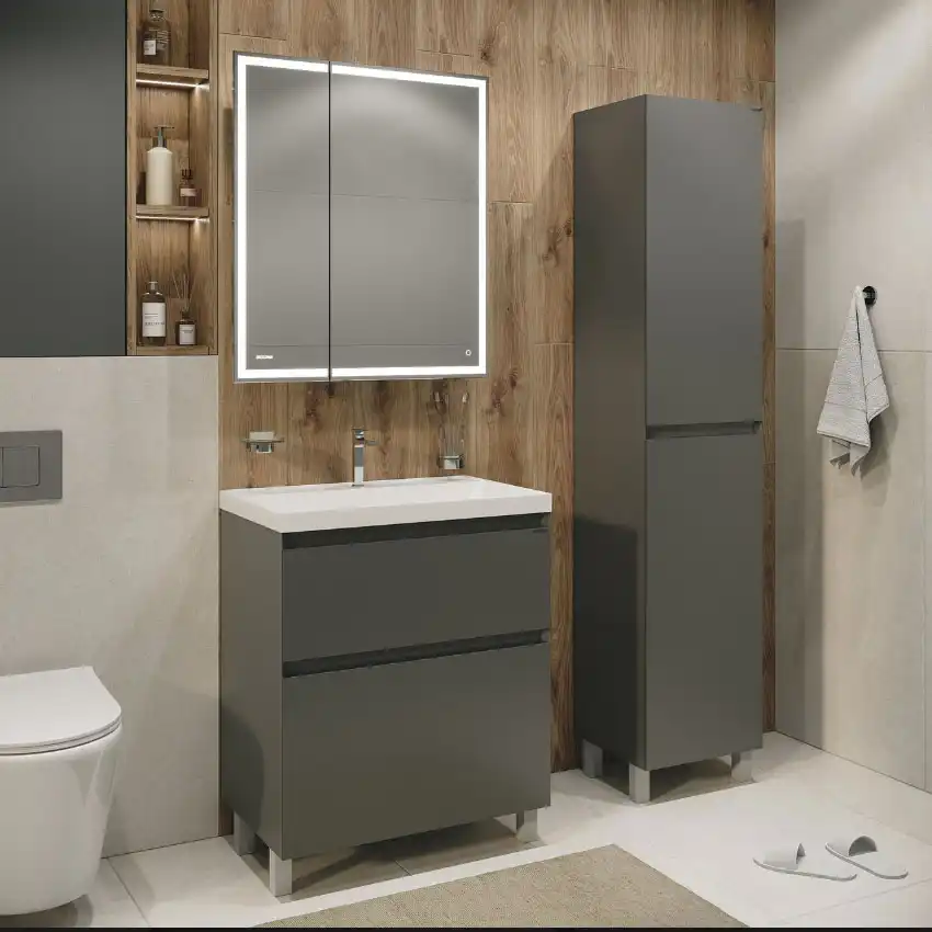 Тумба под раковину Grossman Меркадо 80 напольная, графит матовый (108075) фото 6