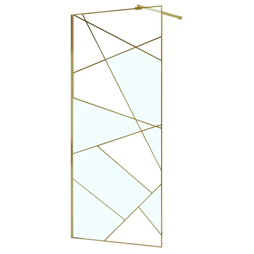 Душевая перегородка Azario Walk-in 120 AZ-271-120-BGL-CGP прозрачное стекло 8 мм с графическим принтом, профиль Золото матовое фото 2