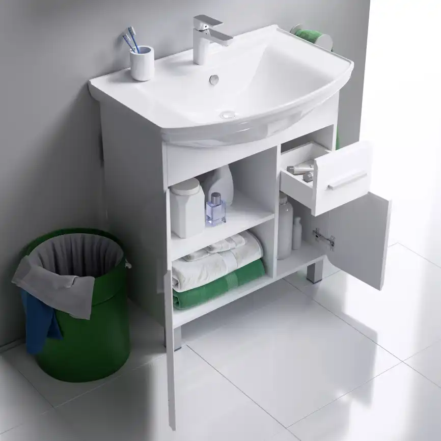 Тумба с раковиной напольная Aqwella Corsica 75 см, KOR0107, цвет Белый фото 3