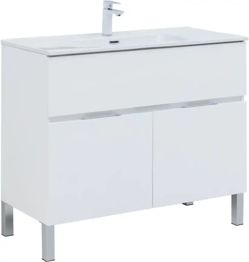 Тумба под раковину Aquanet Алвита New 100 1 ящик, 2 дверцы, белый матовый 277554 фото 1