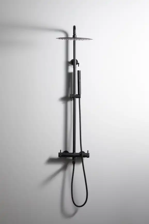 Душевая система Allen Brau Priority 5.31A10-31 для ванны с изливом, верхний и ручной душ, Черный матовый фото 9