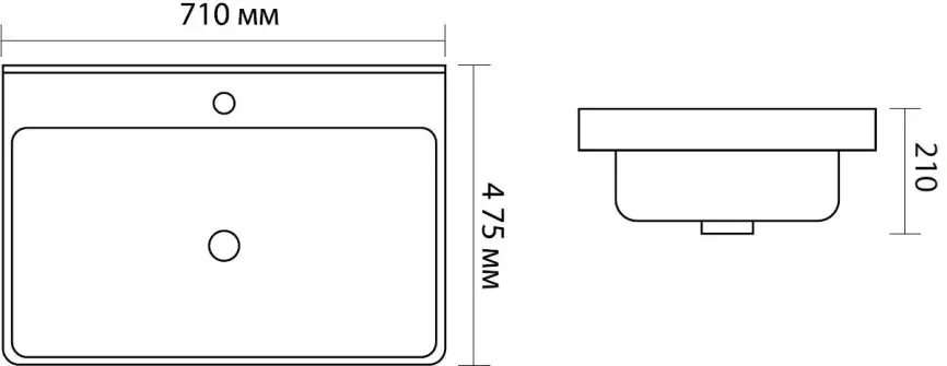 Раковина Aquanet Ирис 70 329248 прямоугольная, Черная матовая фото 2