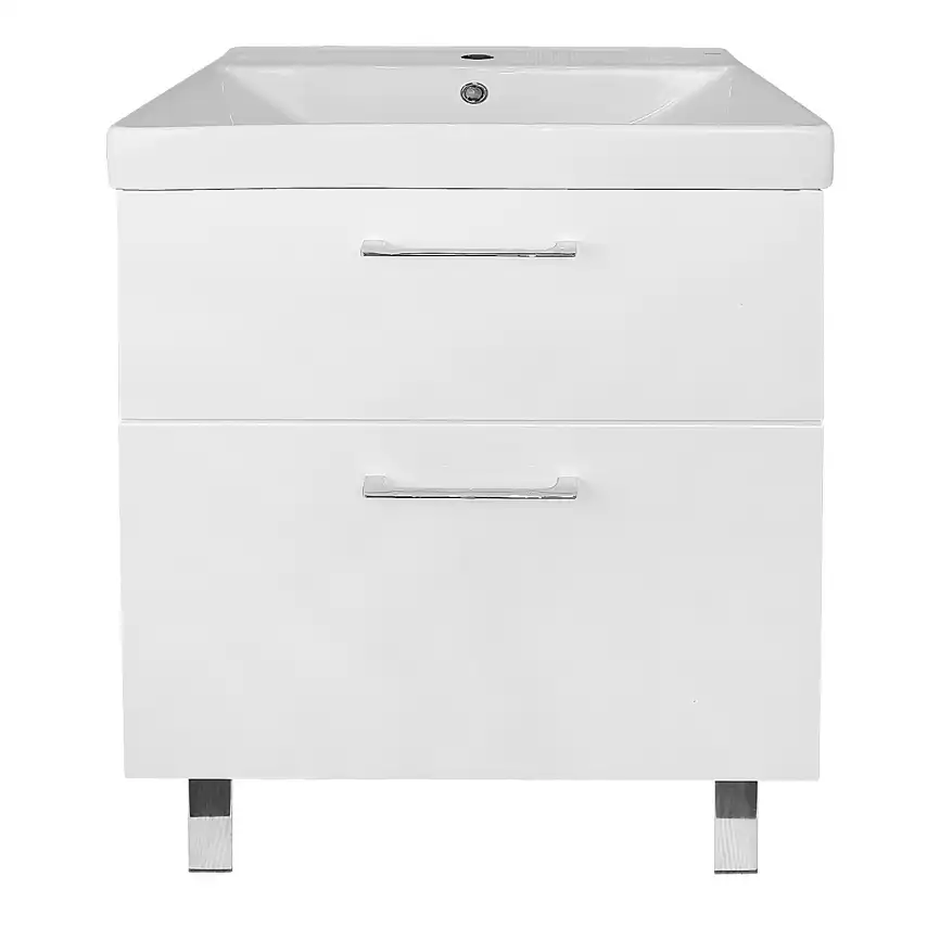Тумба с раковиной Azario Ника 60 CS00091368, напольная, Белая глянцевая фото 1