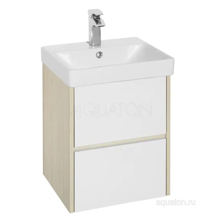 Тумба под раковину Aquaton Сканди 55 1A251701SDB20 подвесная цвет, белый / дуб верона фото 1