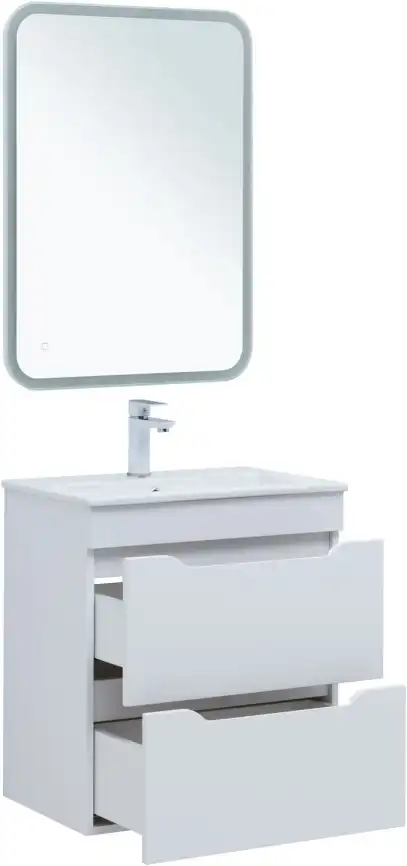 Тумба под раковину Aquanet Практика 60 белый матовый (2 ящика), 330457 фото 6