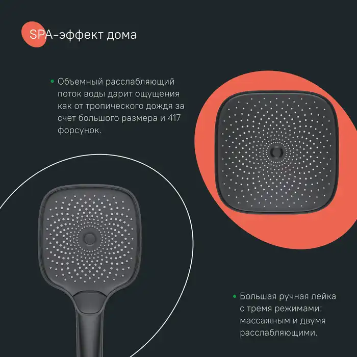 Душевая система для душа IDDIS SpaHome SPHBLTKi06 с термостатом цвет, Матовый черный фото 8
