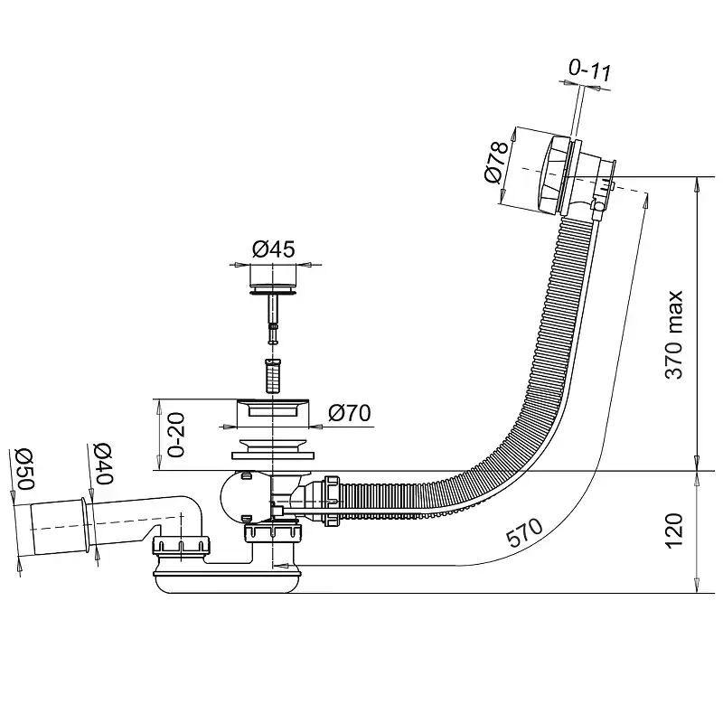 Слив-перелив WHITECROSS 60 см, золото фото 2