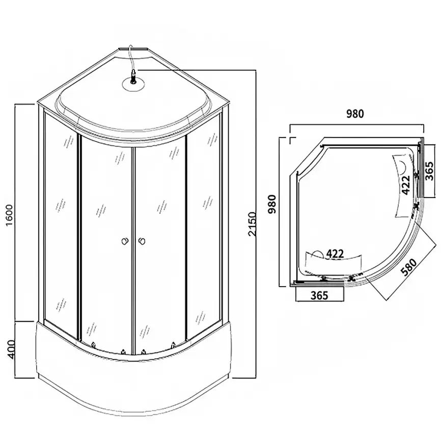 Душевая кабина Loranto 100х100, высокий поддон, Тонированное стекло, CS-888EATM/B-100 фото 3