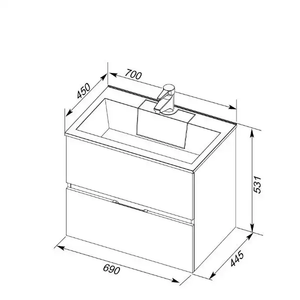Раковина Aquanet Фортуна 70 182523 прямоугольная, Белая глянцевая фото 3