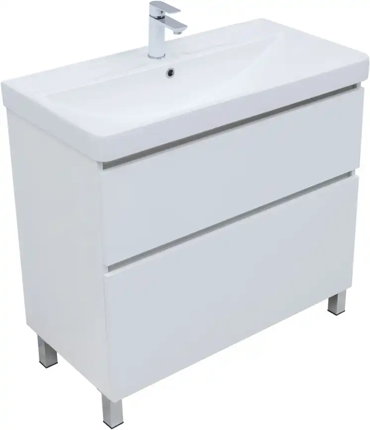 Тумба под раковину Aquanet Вега 90 напольная, белый глянец, 344124 фото 5