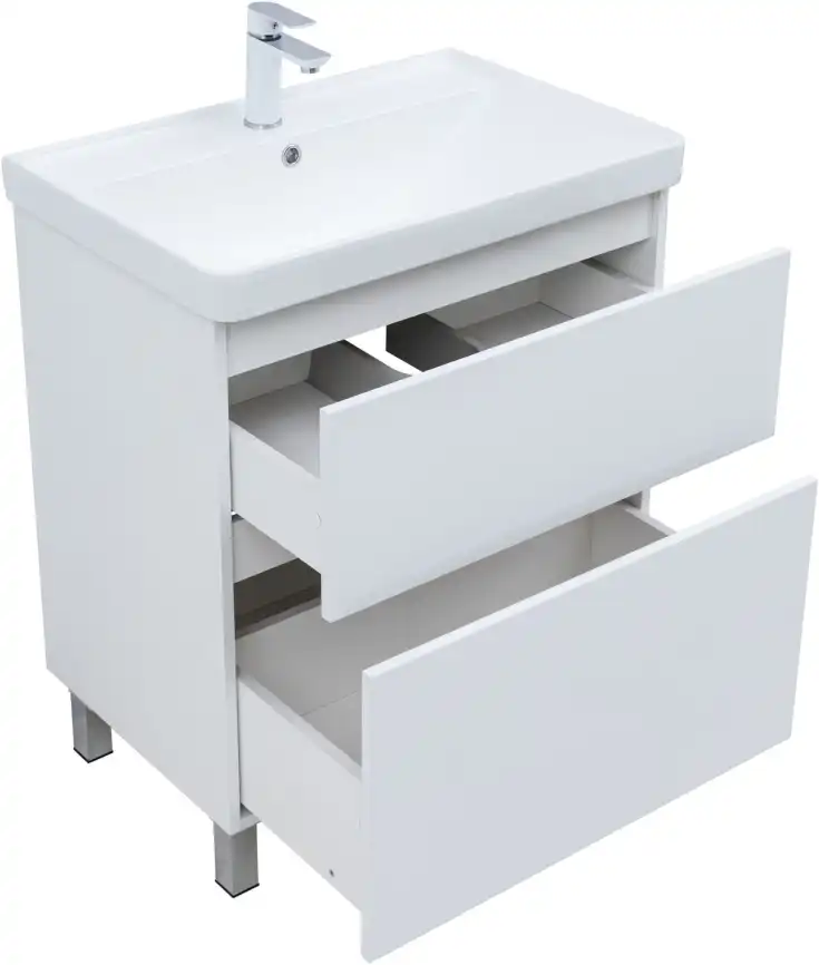 Тумба под раковину Aquanet Вега 70 напольная, белый глянец, 344122 фото 4