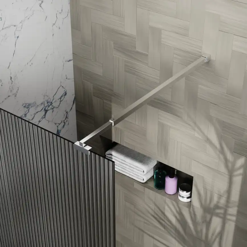 Душевая перегородка Azario Walk-in 110 AZ-251-110-BGL-CRF стекло 8 мм рифленое, профиль Золото матовое фото 4