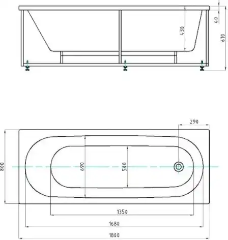 Акриловая ванна Aquatek Оберон 180x80 OBR180-0000003 с фронтальным экраном фото 4