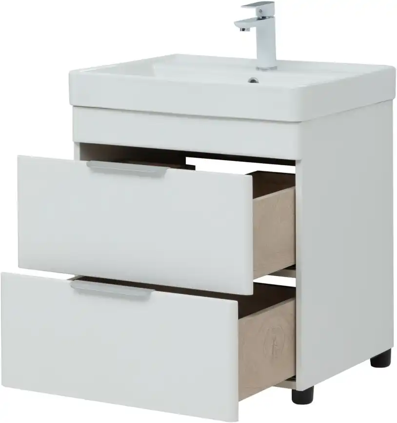 Тумба под раковину Aquanet Ирис new 60 белый глянец (2 ящика) 310152 фото 17